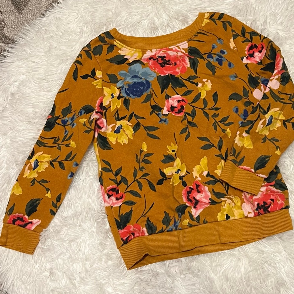 Girls 5T crew neck flowered sweatshirt